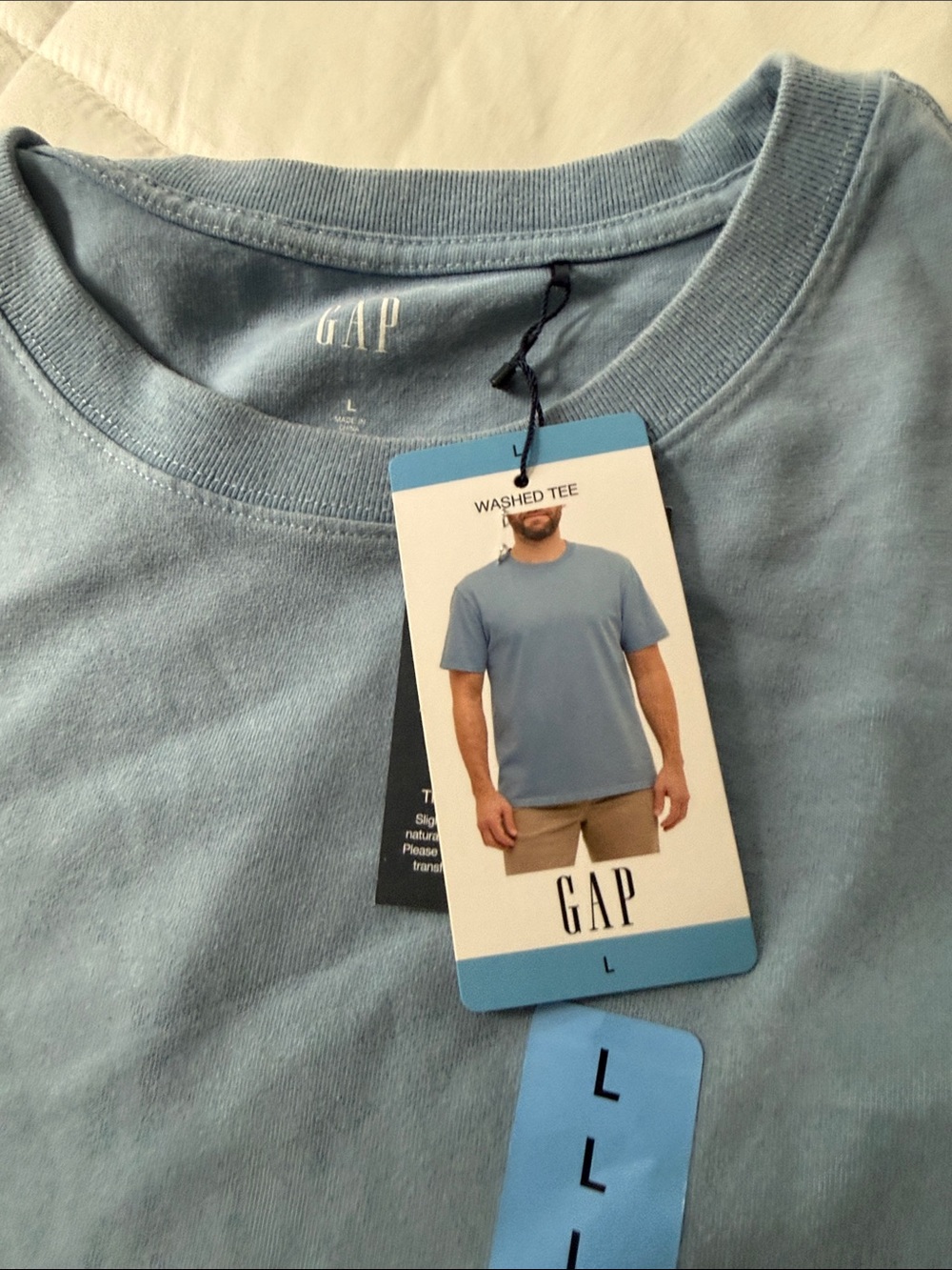 GAP Light Blue Short Sleeve Washed Tee - Men's large